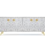 Iris TV Unit Cabinet - White Mother of Pearl Inlay