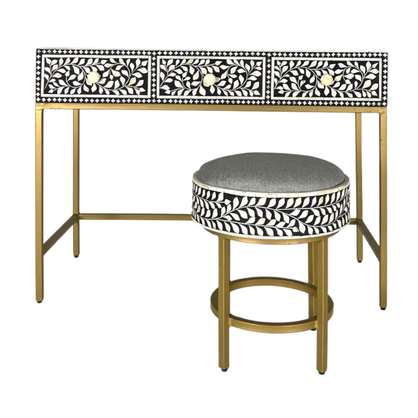 Seema Dresser Console & Stool - Black & White Bone Inlay