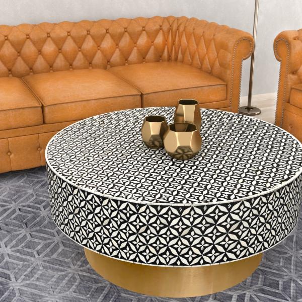 Yasmine Coffee Table - Black & White Bone Inlay