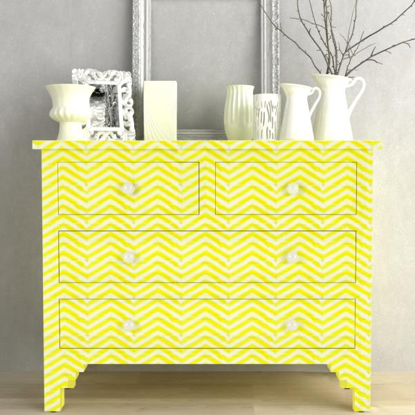 Isra Chest of Drawers - Yellow Bone Inlay